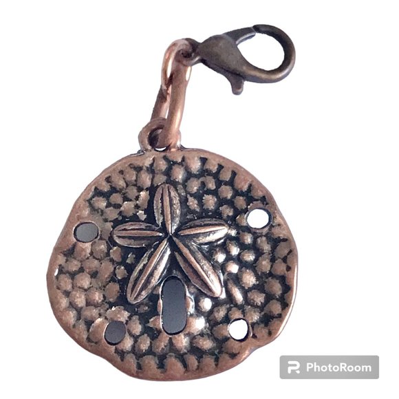 Sand Dollar Bracelet Charm Clip On Purse Tag Zipper Pull Copper Plated Sea Life - Picture 1 of 8